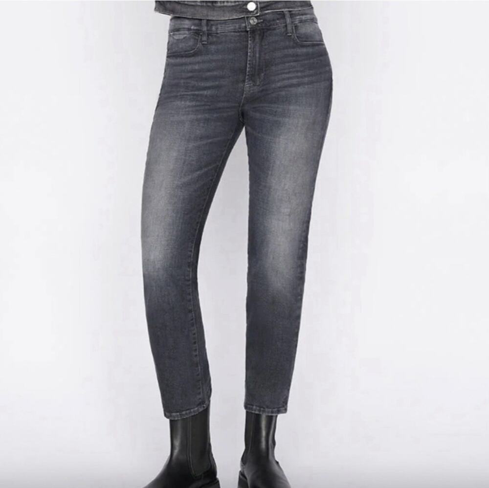 Frame Denim 25 Le High Straight Jeans Black Oak